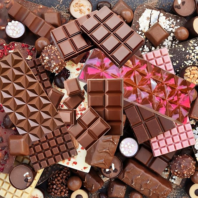 Palksky Chocolate Bar Mold Deep, 2Pack Silicone Chocolate Molds with Grid & Diamond Shapes for Homemade Chocolates, Silicone Molds for Making Pistachio Chocolate Bars, Treats & Desserts