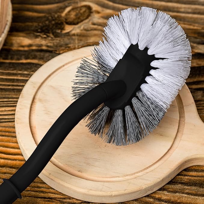 Ryhiac 2 Pack Curved Toilet Bowl Brush Without Holder for Bathroom, Compact Toilet Brush Durable Under The Rim Household Deep Cleaning Brushes (Black Toilet Brush Without Holder)