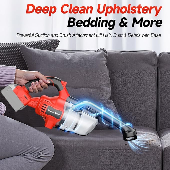 Fledukten Cordless Handheld Vacuum Cleaner Compatible with Milwaukee 18V Battery, 16000Pa Strong Suction, 2 HEPA Filters & 4 Nozzles, Lightweight Portable Vacuum for Car, Home, Garage – Tool Only