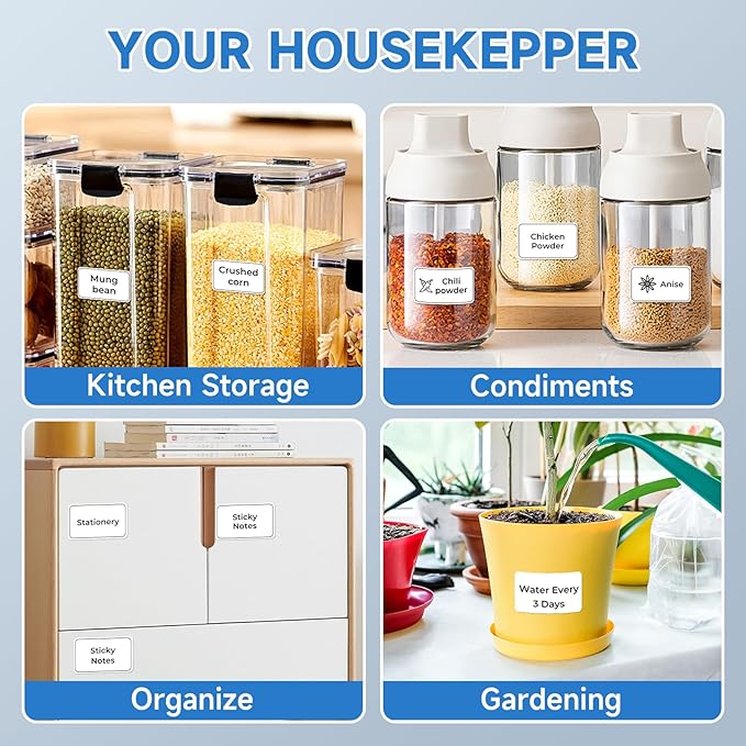 Label Maker Machine with Tape P1 2 Inch Thermal Printer Portable Bluetooth Shipping Label Printer Sticker Maker Labeling Machine Home Office School Business Use Rechargeable White