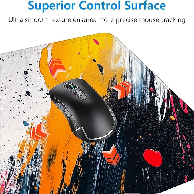 Abstract Paint Art Desk Mat Gaming Mouse Pad Colorful Red White Black Mouse Pad Large Mousepad Extended Laptop Keyboard Mat Gaming Desk Pad Mouse Mat Office Computer Keyboard Laptop Home 31.5"x11.8"