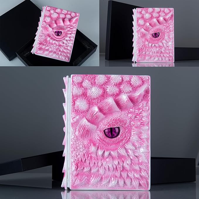 3D Dragon Eye Embossed Journal,Resin Engraving Notebook,Dnd notebook for Dragon Lovers ，Blank Paper,Hardcover Travel Notepad for Writing,Sketchbook,Collection,Gift,Decoration A4 and A5 Size (A5-Rose)