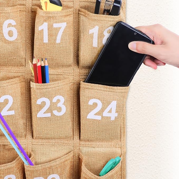 Eamay 30 Numbered Classroom Pocket Charts for Cell Phones and Calculators Holder Wall Door Mount Hanging Organizer
