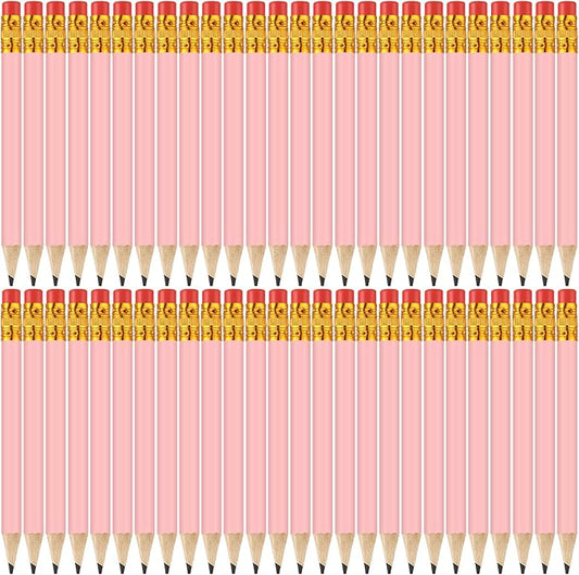 50 Pcs 4 Inch Mini Golf Pencils with Erasers Bulk Pack of Wooden Pencils for Parties Weddings School and Offices (Pink)