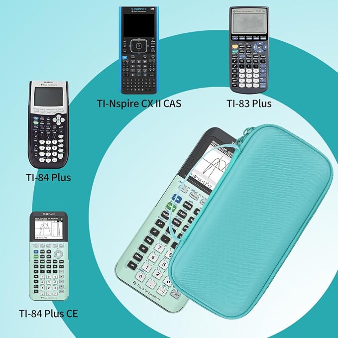 Storage Case Compatible with Texas Ti-84 Plus CE/TI-84 Plus/TI-Nspire CX II CAS/TI-Nspire CX II/TI-83 Plus/TI-89 Titanium/TI-85/TI-86 Calculator (Mint Green)