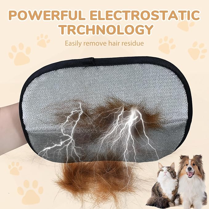 TZKGZP Pet Hair Removal Gloves, Electrostatic Pet Hair Grooming Gloves for Dog & Cat, Reusable for Carpet, Clothing,Furniture,Clothing, Couch,Bed,Curtain-2 PCS