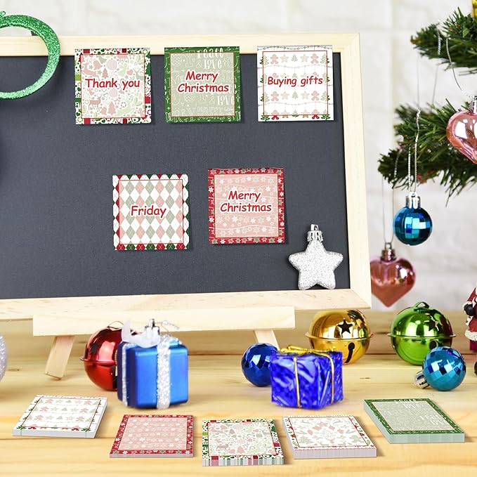 9 PCS Christmas Sticky Note Christmas Note Pads Christmas Notepad Set Cute Self Adhesive Memo Notepads for Xmas Winter Holiday Party School Work Study Supplies Kids Gifts，450 Sheets (Christmas-1)