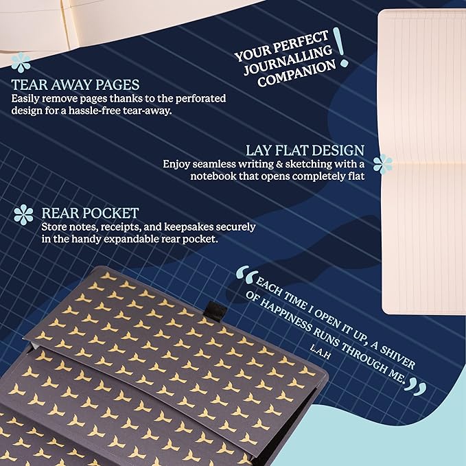 Dingbats* Wildlife Lined Writing Journal Notebook A5 - Vegan Leather Softcover - Ideal for Work, Travel - Pocket, Elastic Closure, & Bookmark