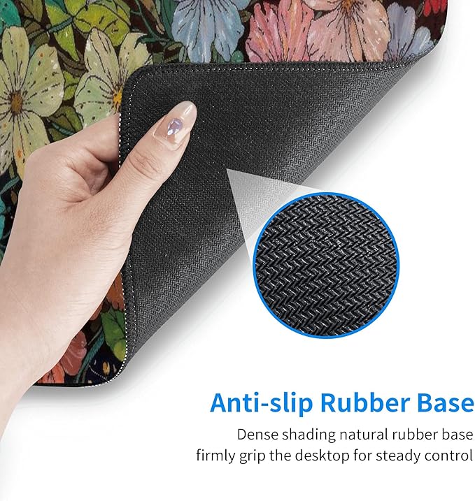 Colorful Flowers Large Mouse Pad, Watercolor Floral Gaming Desk Mat, XL Keyboard Desk Pad Mat for Desktop, 31.5"x11.8" Non-Slip Base Big Mousepad with Stitched Edges