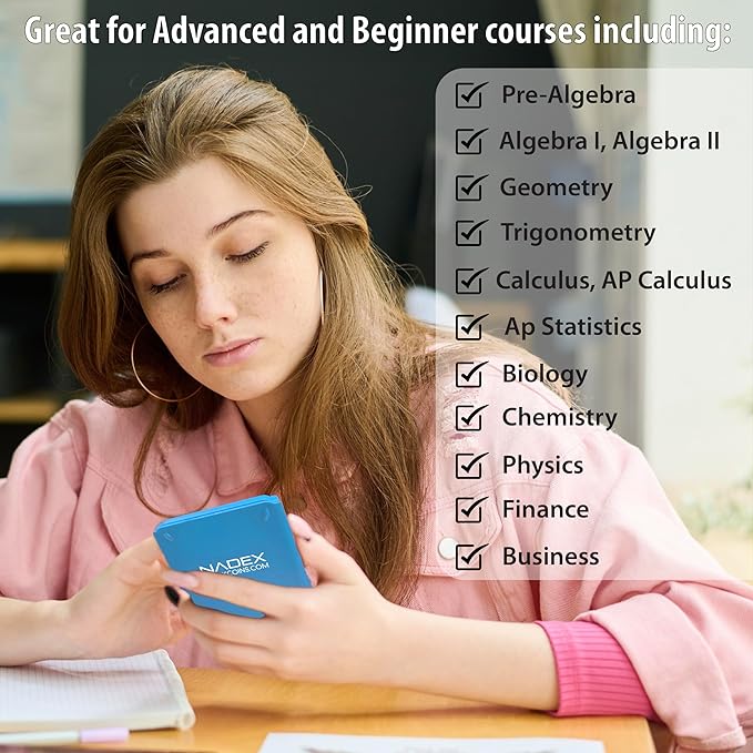 Scientific Calculator with Graphing, Includes Carrying Case, for College and High School Students, Calculus, Algebra, Geometry, Trigonometry, Statistics, Physics, Chemistry, Blue