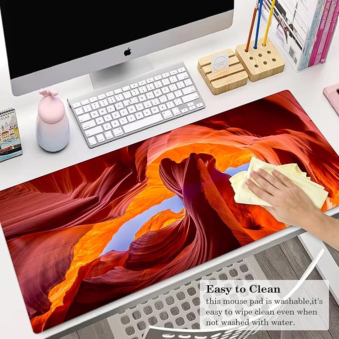 Antelope Valley Desk Pad Protector, Stitched Edges Mouse Pad, Large Office Desk Mat, Non-Slip Desk Blotter, Laptop Desk Pad, Desk Writing Pad for Office and Home (31.5" x 15.7 ")
