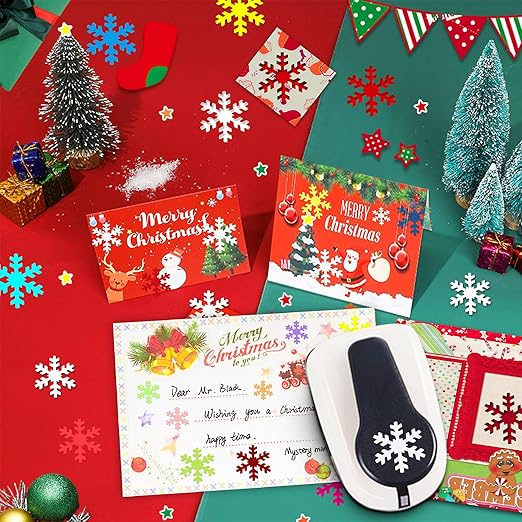 Snowflakes Punch for Crafting, 1 Inch Christmas Punch, Paper Punches for Christmas, Snowflakes Hole Punches, Snowflake Crafts Puncher for Handmade Scrapbook Cards