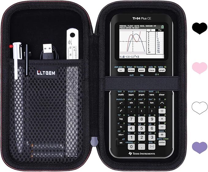 Hard Case Compatible with Texas Instruments TI-84 Plus CE/TI-84 Plus/TI-Nspire CX II CAS/TI-Nspire CX II/TI-83 Plus/TI-85 /TI-86 /TI30xs /TI36X Pro/TI 34 Color Graphing Calculator (Black)