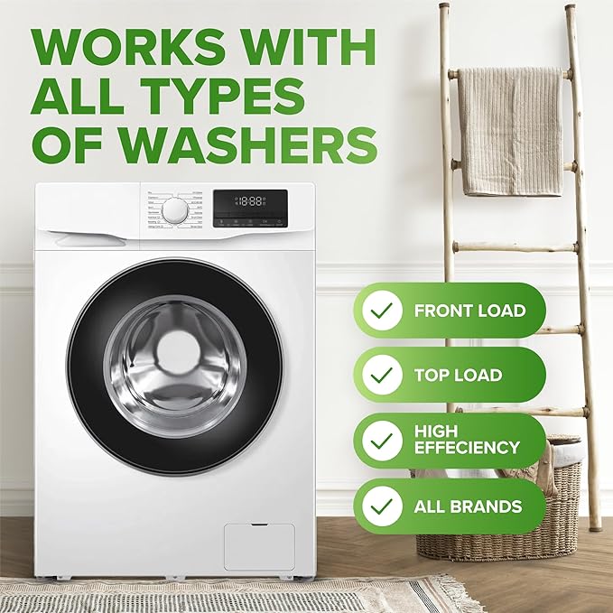 Renuv Heavy Duty Washing Machine Cleaner Descaler Tablets - for Front Load, Top Load Washer, HE (6 XL Tablets - 6 Months Supply)
