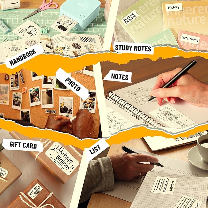 Nelko Sticker Printer, PM230 Print Pod Mini Bluetooth Portabel Sticker Maker with 3 Rolls Paper, Print Pods Mini Printer with Multiple Templates for Phone & Tablet，for School Office Home, Green