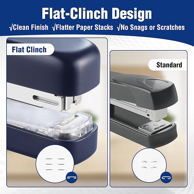 WORKPRO 2-in-1 Stapler with Staples & Staple Remover, 40 Sheet Capacity, Flat Clinch Design, Storage Space, Includes 2000 Standard Staples - Non-Slip Office Stapler for Desk, Classroom, Dark Blue