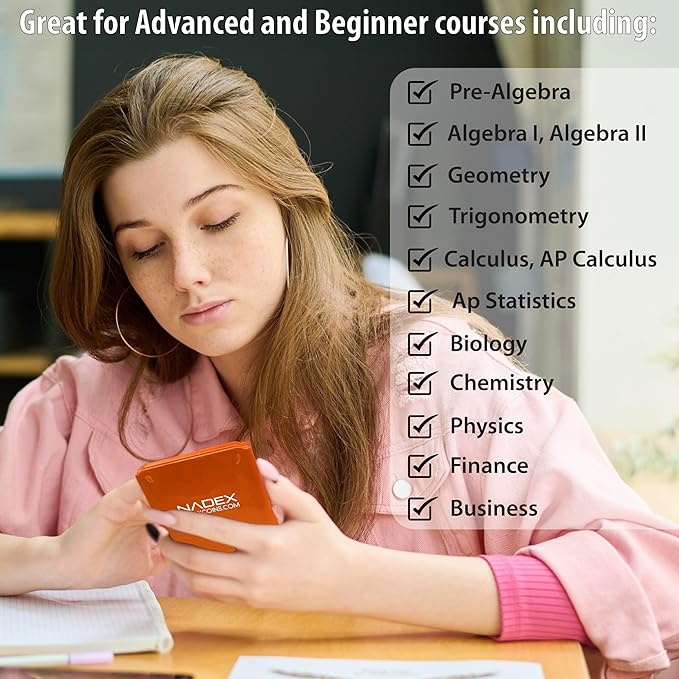 Scientific Calculator with Graphing, Includes Carrying Case, for College and High School Students, Calculus, Algebra, Geometry, Trigonometry, Statistics, Physics, Chemistry, Orange