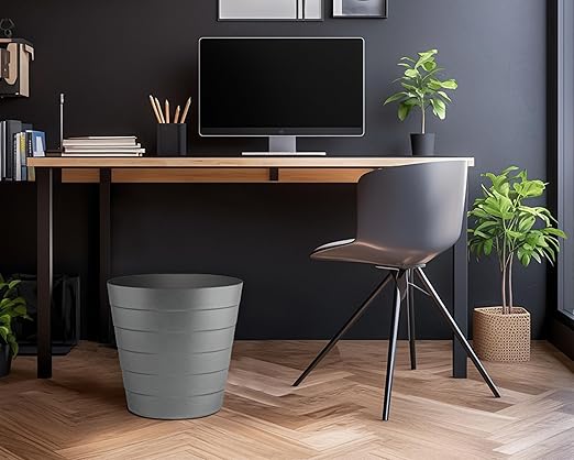 Small Trash Can (1.3 Gallons), Dorm Trash Can, Heavy Duty Dust Bin, Mini Garbage Can for Bedroom (Pack Of 3), Plastic Wastebasket, Bathroom Wastebasket (Grey) Round paper Trashcan, Office Trash Bin