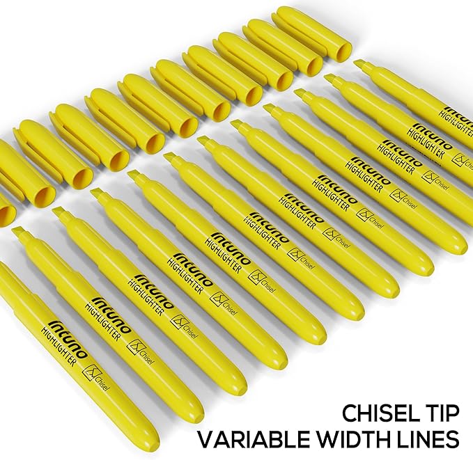 Yellow Highlighters, 120 Count, Chisel tip, Suitable for Office Supplies, School Supplies, and Home Office Essentials