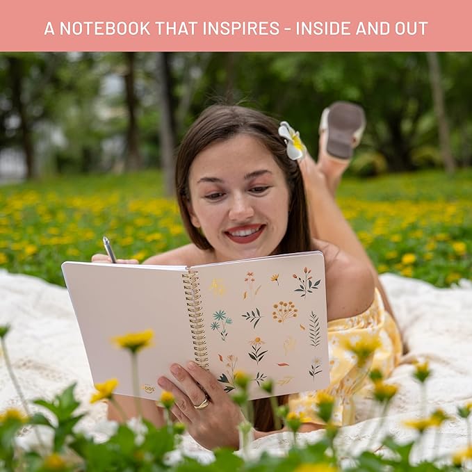 Happy Hoos® Aesthetic Spiral Notebook - 6.25" x 8.25" College Ruled Journal Notebook - Hard Cover Writing Journal for Work, School, Travel, More - Floral Notebook 8 Seasonal Designs(Summer Garden)