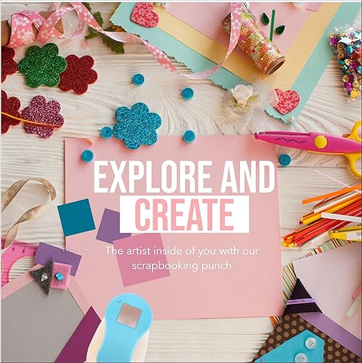 BearBoss 6 Craft Hole Punch Shapes 1 Inch Paper Punches for Crafting Handmade Scrapbooking Punches Mix Shapes Designs for Kindergarten Teacher Office Supplies Kids