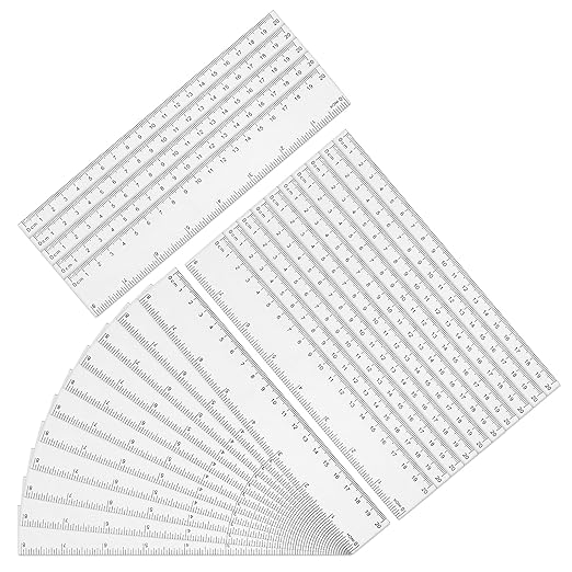 LEXININ 100 Pack 8 Inch Clear Plastic Ruler, 20cm Plastic Straight Ruler for Designer, Engineer
