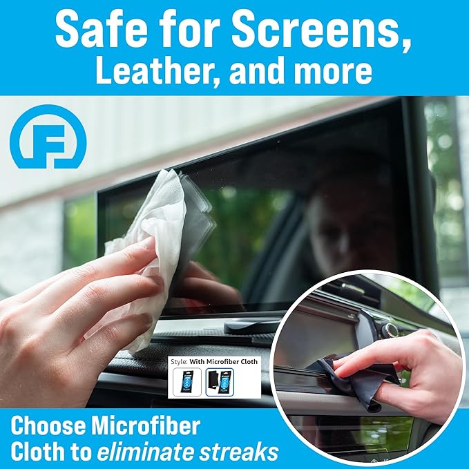 Fortress Car Wipes with Microfiber Cloth (25 ct, Pack of 5) for Interior Cleaning, Dashboard, Seats, Detailing, Steering Wheel [Travel Size] Skin-Safe Cleaner Supplies