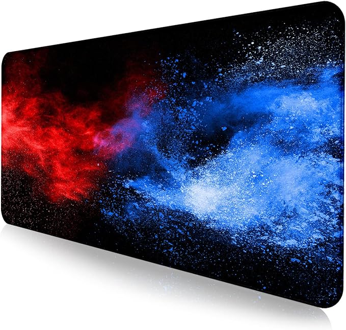 Large Extended Gaming Mouse Pad with Stitched Edges, Non-Slip Waterproof Rubber Base Mouse Pad for Office, Computer, Keyboard, Laptop and Home Desk Pad 35.4 x 15.7 x 0.12 Inch (Colorful Starry Sky)