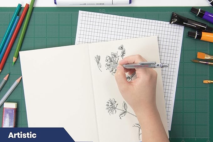 Pacific Arc Chromograph Metal Mechanical Pencil .9 mm Silver Barrel Mechanical Pencil with Built In Lead Pencil Grade Indicator, Lead Pencil Holder for Drafting, Sketching, and Drawing