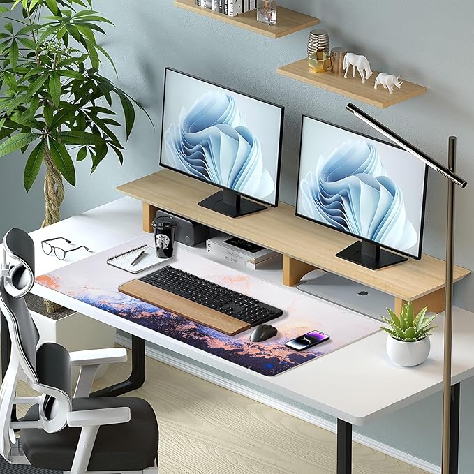 Desk Mat, Desk Pad Dual Leather Sided Desk Pad for Office and Home,Desk Organization and Accessories - Ideal for Large Mouse Pad and Desk Mats on Top of Desks (Blue White 31.5"x 15.7")