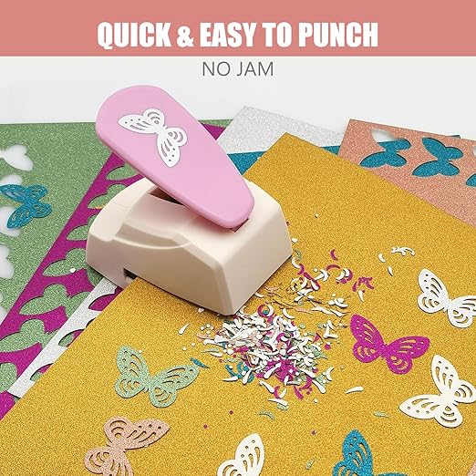 Craft Punch Shapes, Paper Cutter Hole Puncher for Kids, Paper Crafting, Scrapbooking, Card Making, DIY Confetti, Gift Tags, Memory Books (1, Random Color - Butterfly A, 1-3/4'')