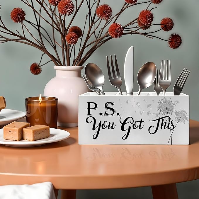 You Got This Inspirational Pencil Pen Holder for Desk, Dandelion Floral Motivational Wooden Pencil Holder Organizer for Home Office Desk Accessories, Encouragement Gifts for Women