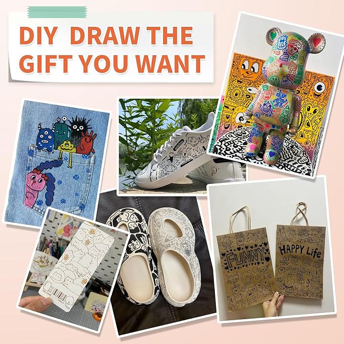 Permanent Markers, Ultra Fine Point Markers Set,16 Assorted Colors Work on Wood, Plastic, Paper, Metal, Stone, Glass for the Artist、Kids、Adult, 16 Count