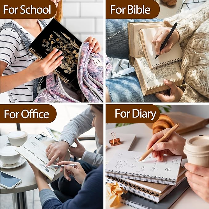 Dark Botanical Notebook Journal - Black Moody Notebook, Vintage Botanical Cottagecore Spiral Notebooks, Vintage Notebooks Gifts for Women, Dark Academia School Office Supplies, 6x8.2In