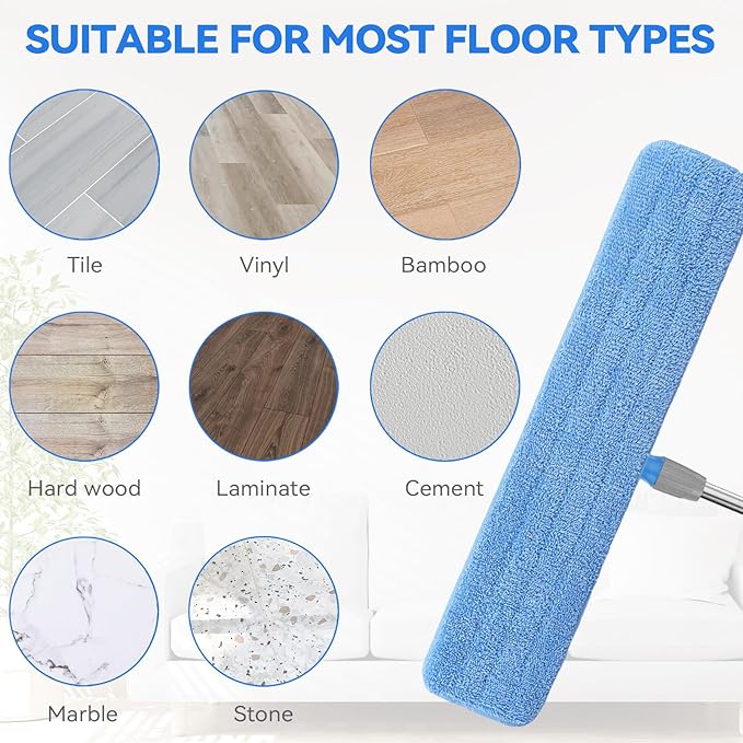36" Microfiber Pad for Rubbermaid Commercial 36 Inch Mop Head - 6 Pack Replacement Wet & Dry Commercial Reusable Cleaning Mop Refills Fit for Any Microfiber Flat Mop System 36"