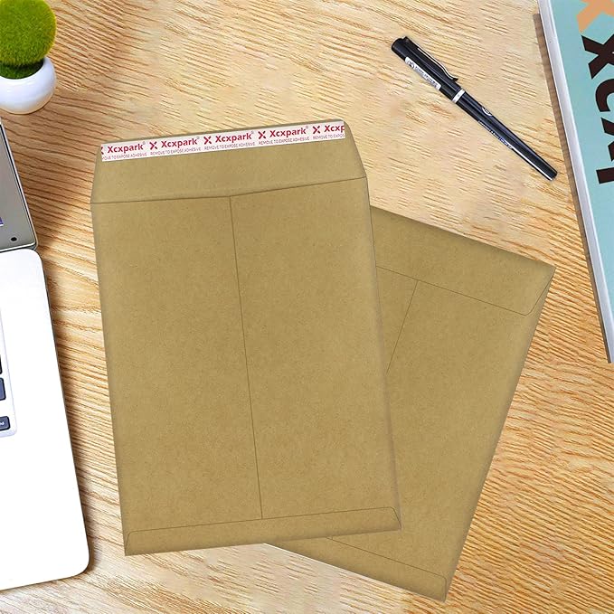 60 PCS 10x13 inches Security Catalog Envelopes Printable Self Seal Envelopes, Anti Tear Recycled Kraft Envelopes for Invitation Cards, Pictures, Photos, Documents