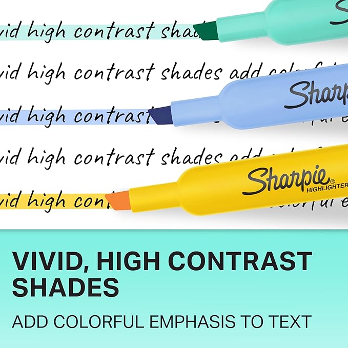 Sharpie Tank Highlighters, Chisel Tip, 12 Assorted Fashion Colors, Chisel Tip, Value Pack, 36 Count