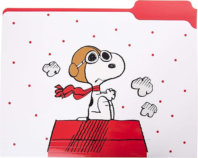 Graphique "Snoopy" File Folder Set – File Set Includes 9 Folders and 3 Unique Go-Getter Designs, Embellished w/Gold Foil on Durable Triple-Scored Coated Cardstock