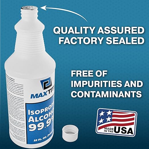 MAXTITE 99.9% Isopropyl Alcohol (Half-Gallon (2 pack, 32 fl oz) - Includes Heavy-Duty Spray Nozzle - Made in USA