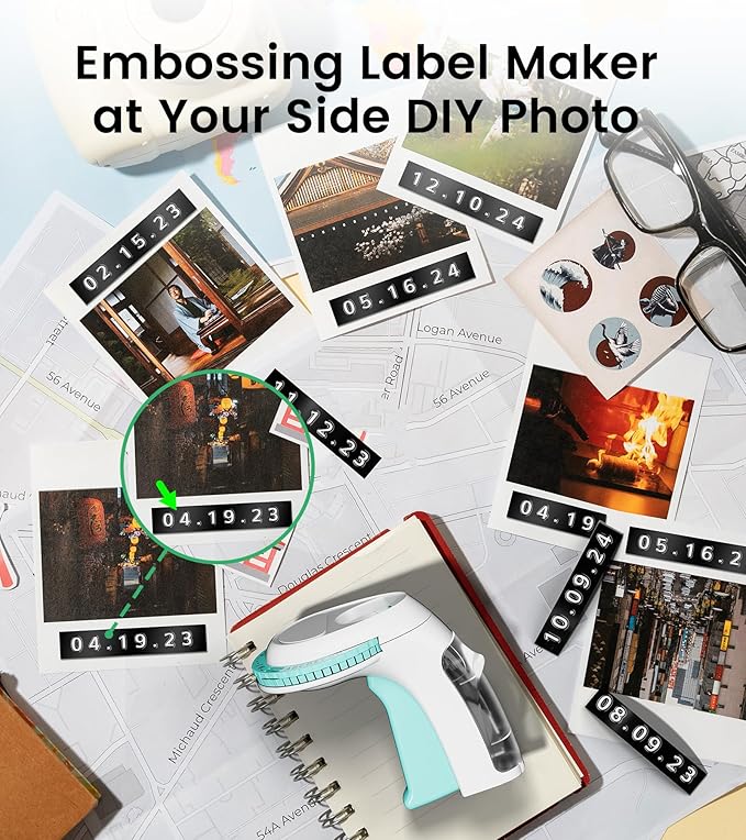 Embossing Label Maker Machine, Retro Embossed Label Maker Vintage, Portable Old School Embosser with 3 Rolls 3D 9mm 3/8 Inch Embossing Label Tapes for School Kids Items Home Office Organization