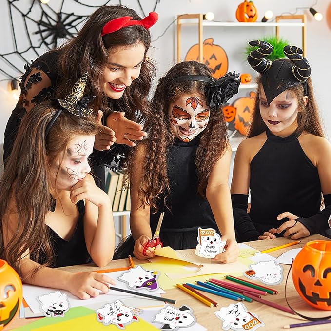 24 Pads Halloween Sticky Notes, Cute Boo Ghost Post It Notes 6 Designs, Halloween Memo Notepads for School Office Students Teachers Gift Supplies