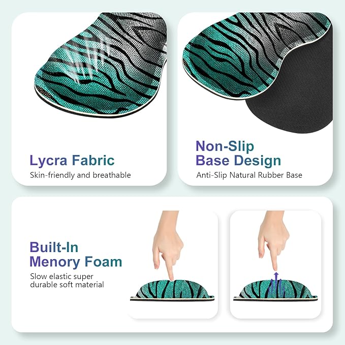 Gaming Mouse Pad Keyboard Wrist Support, 4 in1 Mousepad with Wrist Keyboard Rest, Computer Desk Mat, Non-Slip Desk Pad Protector with Memory Foam Easy Typing Pain Relief I Green Zebra Stripes