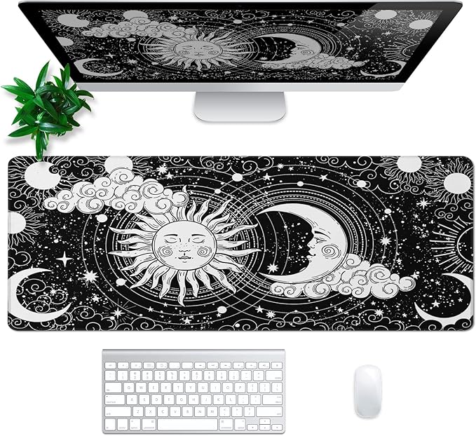 Magic Astrology Extended Big Mouse Pad Large, Gaming Mouse Pad Desk Pad,31.5x11.8 Inch Long Computer Keyboard Mouse Mat Black Mousepad with 3mm Non-Slip Base and Stitched Edge for Gaming and Office