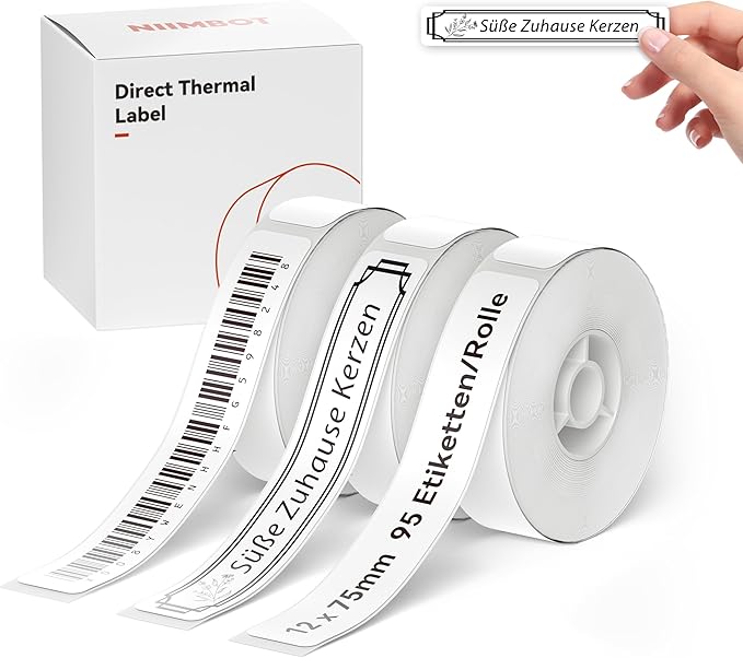 NIIMBOT Thermal Label 3 Rolls Set Home School Office Storage and Organization for NIIMBOT D11 D110 D101 H1S Label Maker (1275WHITE)