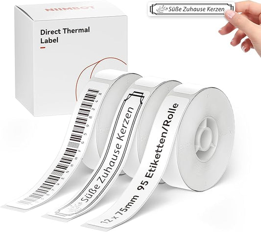 NIIMBOT Thermal Label 3 Rolls Set Home School Office Storage and Organization for NIIMBOT D11 D110 D101 H1S Label Maker (1275WHITE)