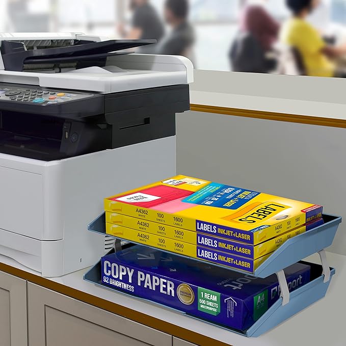 Acrimet Facility 2 Tier Letter Tray, Side Load, Letter Size/A4, Desktop File Organizer, Plastic (Solid Blue Color)