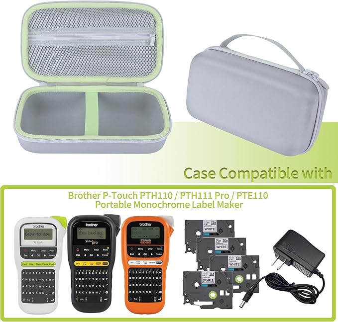 Case Compatible with Brother P-Touch PTH110 / PTH111 Pro / PTE110 Portable Monochrome Label Maker (White)