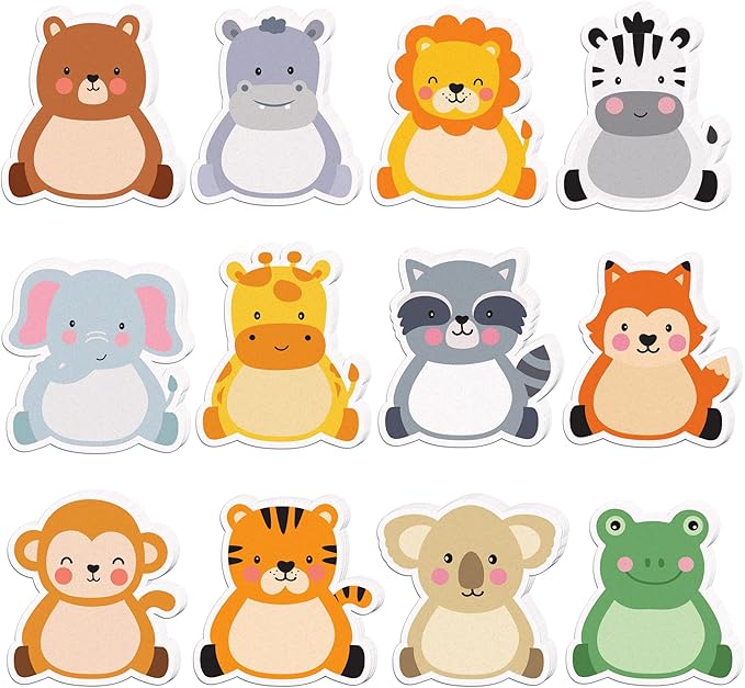 Jungle Animals Sticky Notes, 240 Pages Cute Cartoon Animal Self Adhesive Memo Pad Jungle Animals Sticky Note Self Stick Cartoon Notepad Notes Memo Pads for Home, School, Office -12 Designs