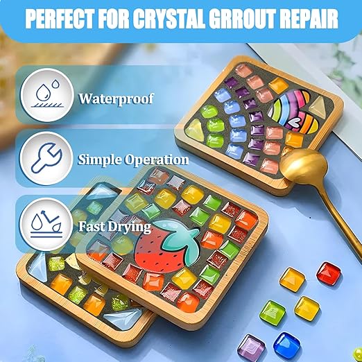 OOTDART Mosaic Crystal Grout, Mosaics Tile Tools, Mosaic Tile Accessories – Essential for Handmade Grouting and Perfect for DIY Craft Projects (Gray, 4.5oz)