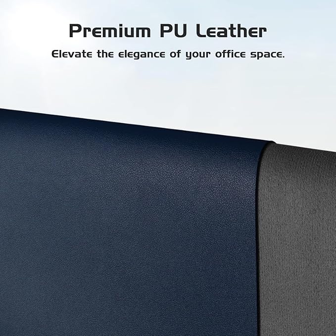 Aothia Leather Desk Pad Protector, Office Desk Mat, Large Mouse Pad, Laptop Desk Pad, Non-Slip PU Leather Desk Blotter, Waterproof Desk Writing Pad for Office and Home (Dark Blue, 47" x 17")